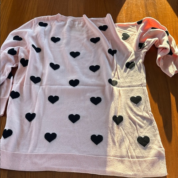 Perfect for Valentines Day! Light Pink Sweater with Black Heart Design. Size L - Picture 3 of 3